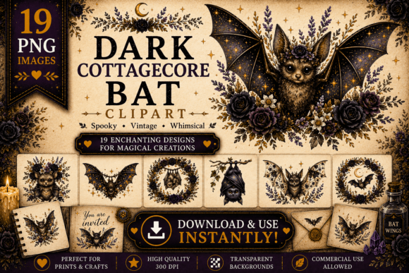 Download Dark Cottagecore Bat Clipart - Bat Collection