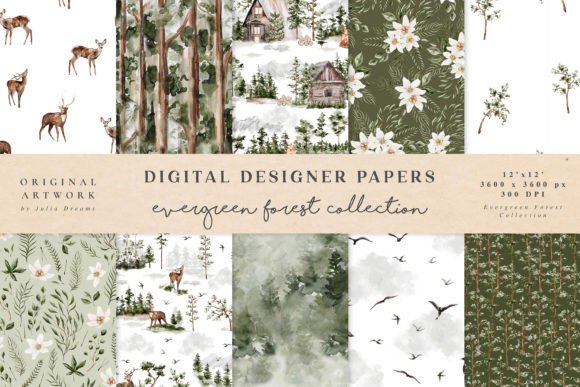 Download Evergreen Watercolor Forest Patterns - Forest patterns Collection