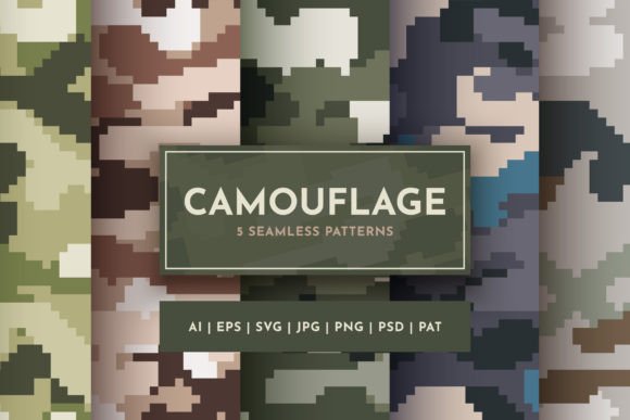 Download Set 5 Seamless Pixel Camouflage Patterns - Camouflage patterns Collection