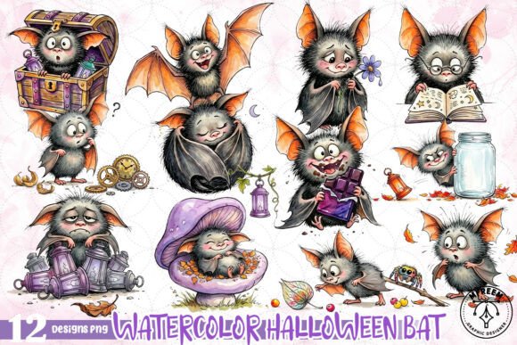Download Watercolor Halloween Bat PNG - Bat Collection