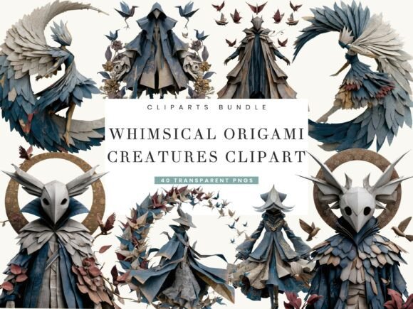 Download Whimsical Origami Creatures Clipart - Origami Collection