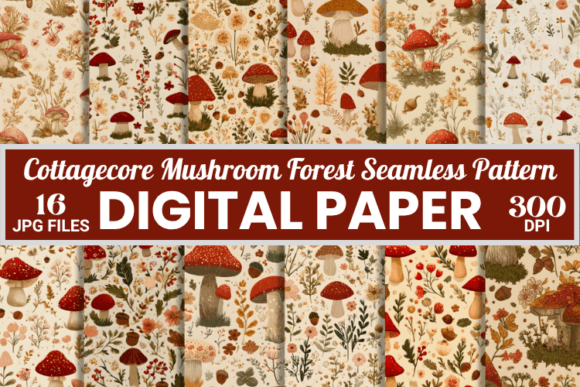 Download Cottagecore Mushroom Forest Patterns - Forest patterns Collection